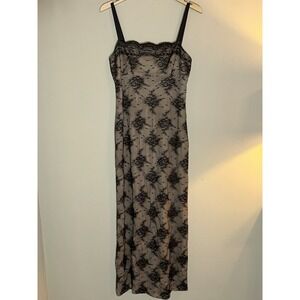 $338 Unger Mindel Black Lace Dress Size 10 Long, Sleeveless Vintage Fairy Y2K